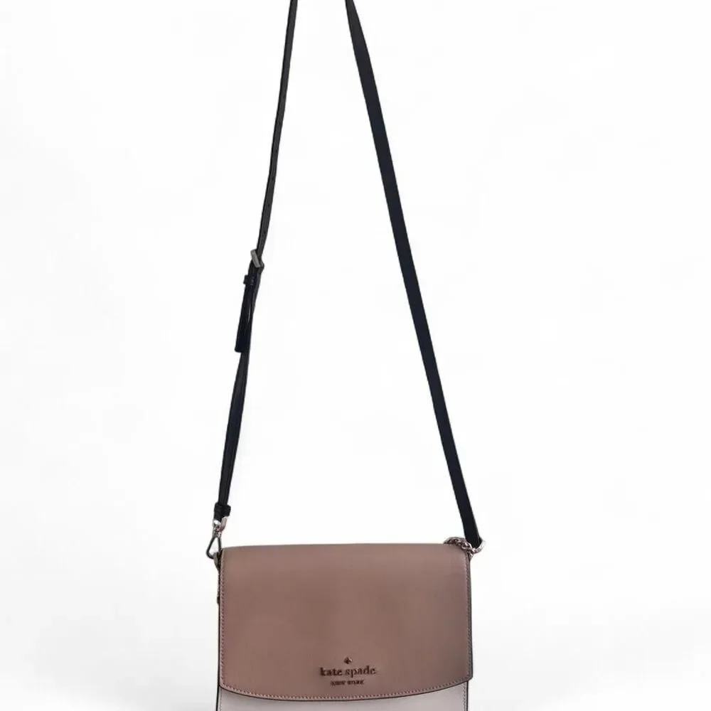 Kate Spade Pink/Taupe and White Bag With Black Straps Button Closure Crossbody